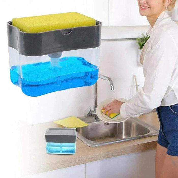 UPGRADED LIQUID SOAP DISPENSER & SPONGE HOLDER (WITH FREE SPONGE)