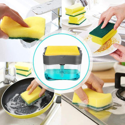 UPGRADED LIQUID SOAP DISPENSER & SPONGE HOLDER (WITH FREE SPONGE)